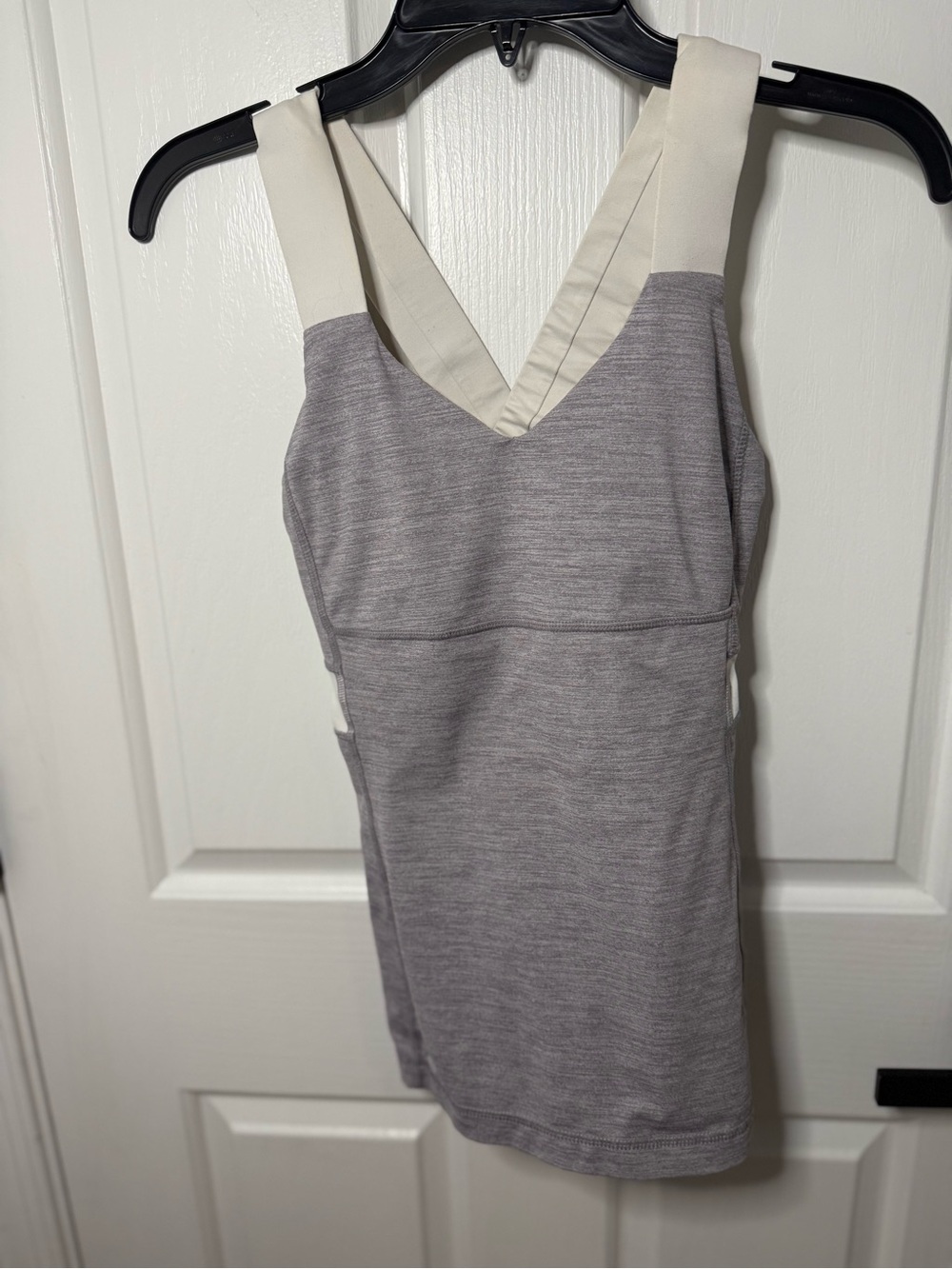 lululemon athletica Heather Gray Tank with Cream Straps